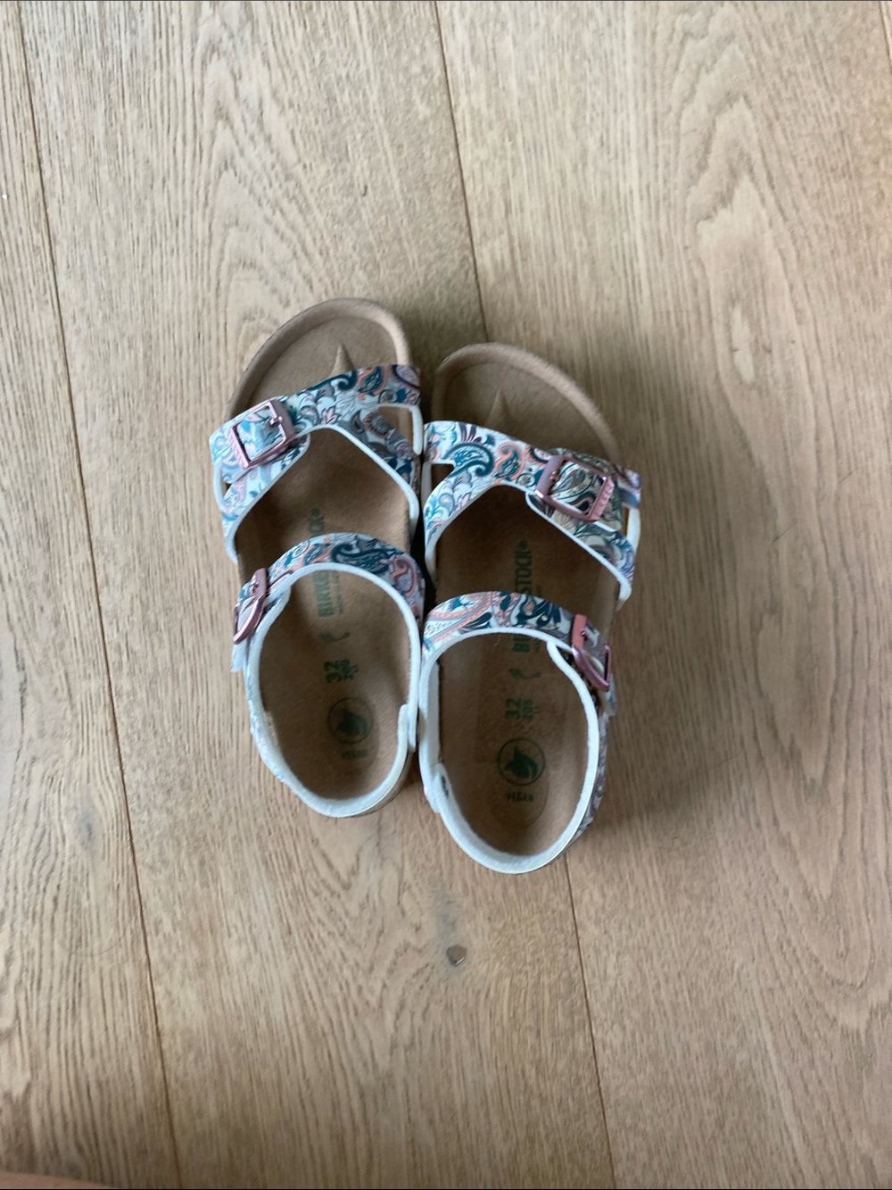 Birkenstock Kids Paisley Pink and Blue Adjustable Sandals